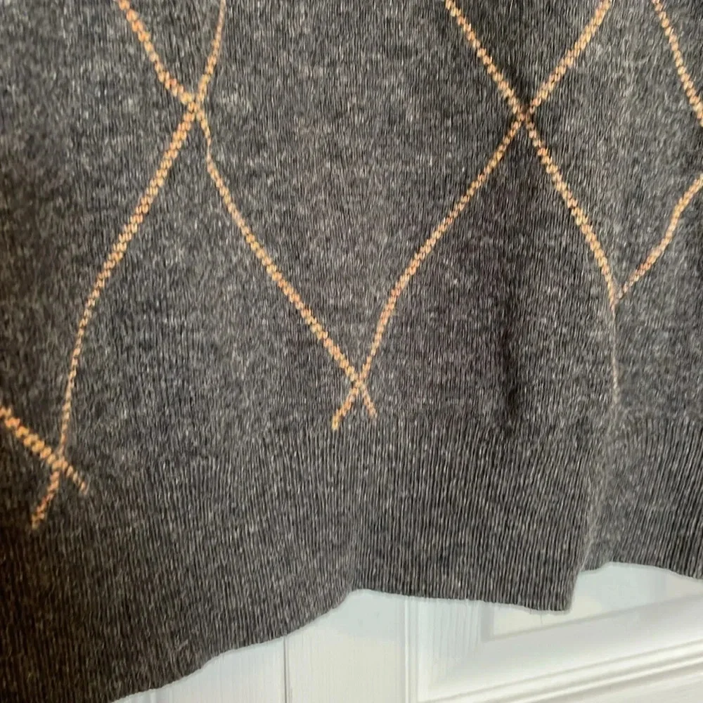 100% Lambs Wool Argyle Pull Over 1/4 Zip Sweater Gray Men's Donald Ross - Picture 7 of 10